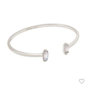 Kendra Scott Emma Dichroic Glass Rhodium Over Brass Cuffe Bracelet Silver.